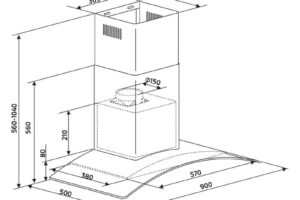Kích thước máy hút mùi áp tường Binova BI-77-GT-09