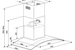 Kích thước máy hút mùi áp tường Binova BI-77GM-ISO