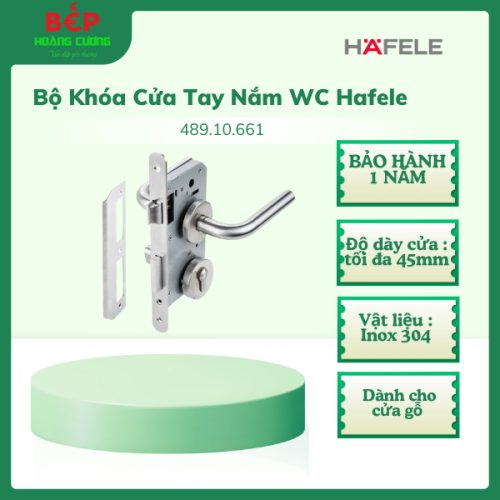 Hafele 489.10.661 – Khóa tay nắm cửa vệ sinh cao cấp, inox 304 chống oxy hóa, cho cửa gỗ và cửa thép