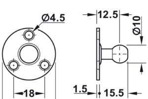 Kích thước pittong đẩy cánh tủ 120N Hafele 373.82.909