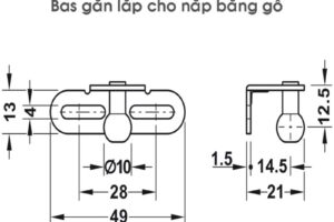 Kích thước pittong đẩy cánh tủ 120N Hafele 373.82.909