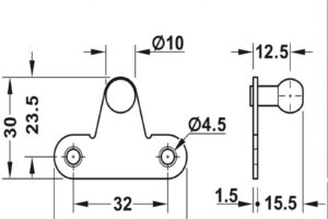 Kích thước pittong đẩy cánh tủ 120N Hafele 373.82.909