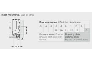 Chi tiết bản lề khung nhôm đố nhỏ (lọt lòng) HÄFELE 315.26.702