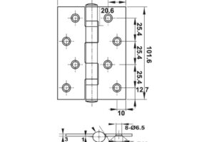 Kích thước bản lề lá 2BB 102x76x3mm Häfele DIY 489.05.022