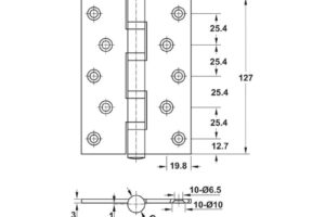 Kích thước bản lề lá 4BB 127x76x3mm Häfele DIY 489.05.028