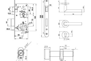 Kích thước bộ khóa tay nắm cửa vệ sinh Hafele 489.10.660