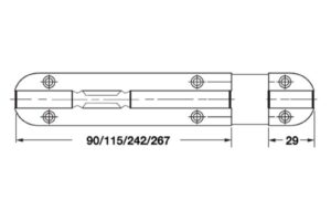 Kích thước chốt gài cửa 102mm Hafele DIY 489.71.300