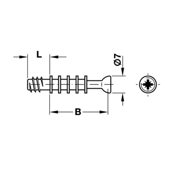 Kích thước chốt nối nhỏ ren M6 Dài 11mm Hafele 262.28.624