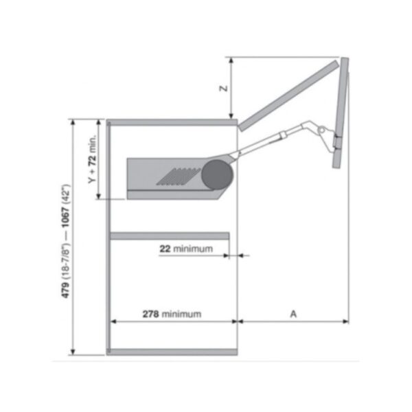 Kích ThướcHộp Lực Tay Nâng Blum Aventos HF-22 372.94.034