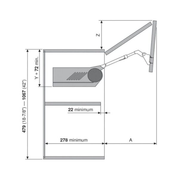 Kích Thước Hộp Lực Tay Nâng Blum Aventos HF-28 372.94.035