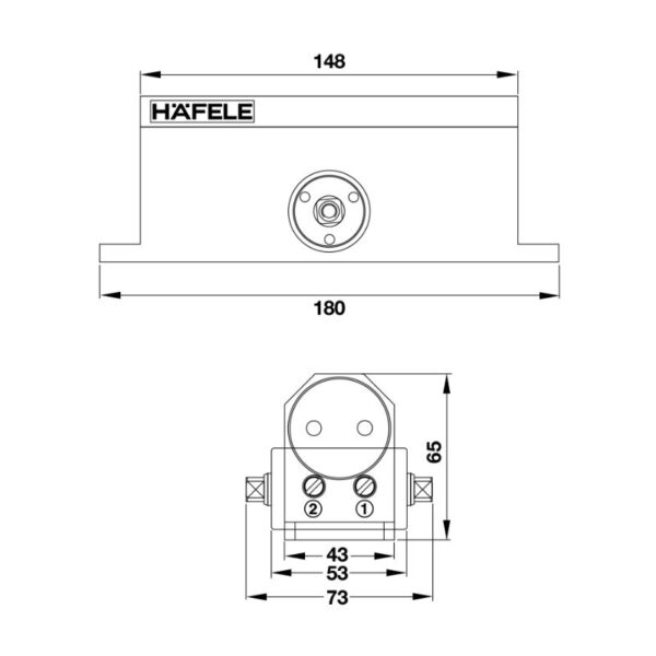 Kích thước thiết bị đóng cửa tự động 80Kg Hafele 499.30.002