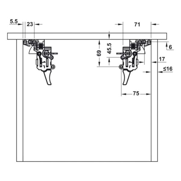 Thông số ray âm EPC Evo 350mm giảm chấn Hafele 433.32.072