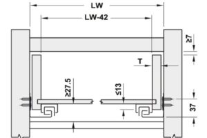 Thông số ray âm EPC Evo 400mm giảm chấn Hafele 433.32.073