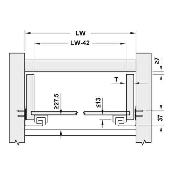 Thông số ray âm EPC Evo 400mm giảm chấn Hafele 433.32.073