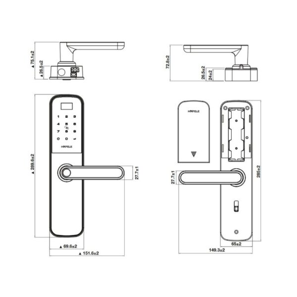 Thông Số Kỹ Thuật Khoá điện tử Hafele DL6000 912.20.581