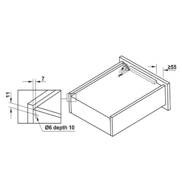 Thông số ray âm EPC Evo 400mm giảm chấn Hafele 433.32.073