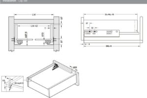 Thông số ray âm EPC Evo 300mm giảm chấn Hafele 433.32.071