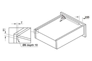 Thông số ray âm EPC Evo 350mm giảm chấn Hafele 433.32.072