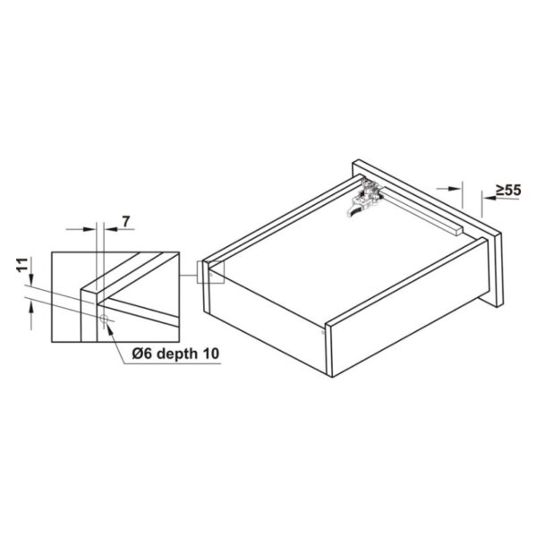 Thông số ray âm EPC Evo 350mm giảm chấn Hafele 433.32.072