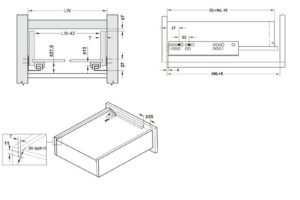 Thông số ray âm EPC Evo 450mm giảm chấn Hafele 433.32.074