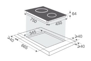 Kích thước bếp từ đôi Brandt BPI272UBL lắp âm