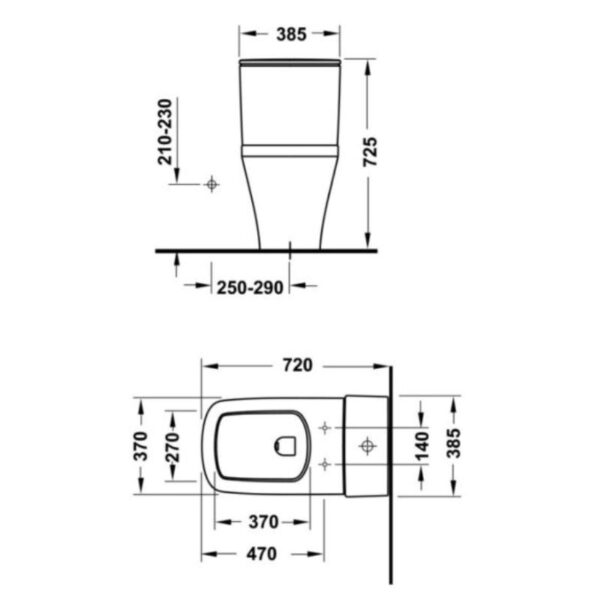 Kích thước bồn cầu 1 khối Duravit Durastyle Hafele 588.45.452