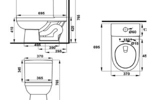 Kích thước bồn cầu 2 khối Compact Hafele 588.79.404