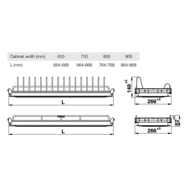 Kích thước giá bát cố định Hafele Oria 544.07.015 800mm