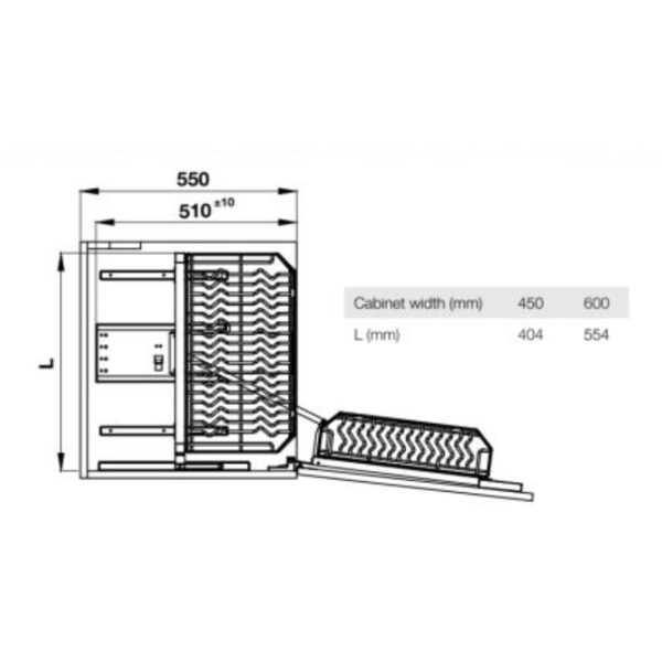 Kích thước tủ kho Hafele Kara Swing 595.71.043 450mm