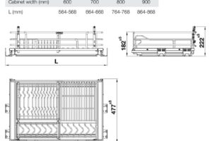 Kích thước giá bát đĩa Inox 304 Hafele Kason 549.04.045 700mm