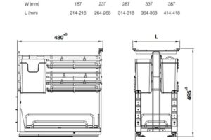 Kích thước giá dao thớt Inox 304 Hafele Omero 547.11.003 300mm