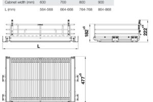 Kích thước giá xoong nồi Inox 304 Hafele Kason 549.04.056 800mm