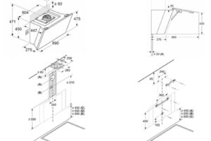 Kích thước máy hút mùi áp tường Bosch DWK91LT60 Serie 8