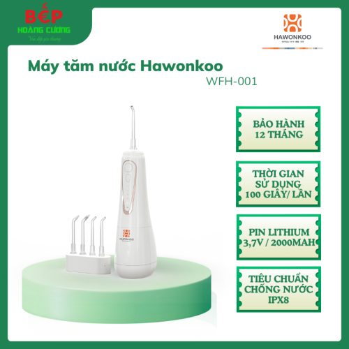 Hawonkoo WFH-001 Máy Tăm Nước – Bình 340ml – Công Nghệ Gravity Ball – 4 Đầu Xoay 360°