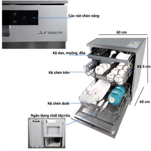 Máy rửa chén Junger DWJ-600 14 bộ, thiết kế sang trọng, tay phun 3 tầng, rửa sạch mạnh mẽ 15 vn 11134275 7ras8 mdjr7k6za1bja9