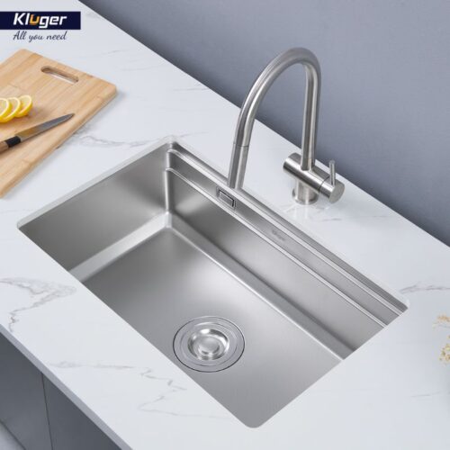 Chậu rửa bát Kluger K600 SERIES KWU8161FS – S70, Bề mặt LINEN dập nổi, Bảo hành 10 năm 14 Ảnh thực tế chậu rửa bát 1 hố Kluger KWU8161FS-S70