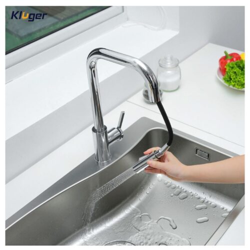 Vòi rửa bát dây rút thế hệ mới Kluger LEO Series KLF0011C Xoay 360 độ, điều chỉnh nóng/lạnh 15 Ảnh vòi nước Kluger KLF0011C có dây rút