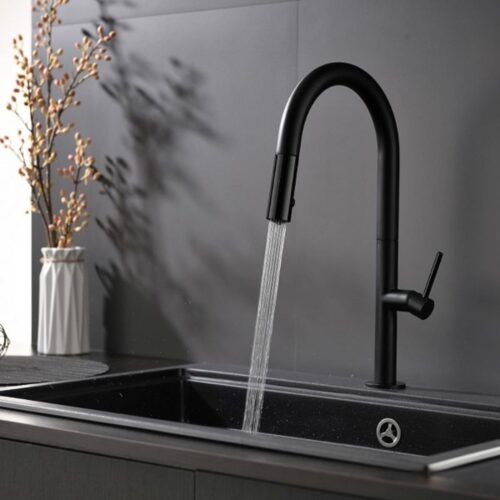 Vòi rửa bát Kluger JADE Series KLF0010B, Xoay 360 độ, điều chỉnh nóng/lạnh 10 Ảnh vòi rửa bát nóng lạnh Kluger KLF0010B có dây rút