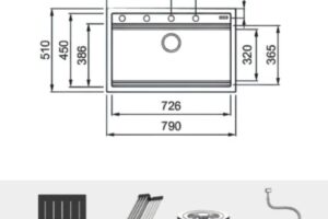 Chi tiết chậu rửa bát đá 1 hố Konox Terra 790S