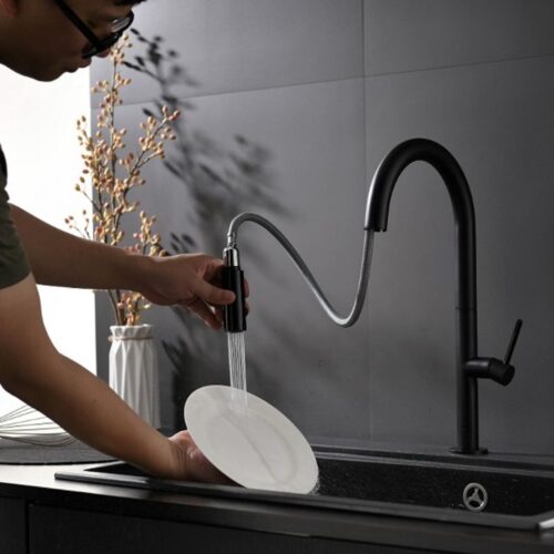 Vòi rửa bát Kluger JADE Series KLF0010B, Xoay 360 độ, điều chỉnh nóng/lạnh 11 Hình ảnh vòi rửa bát nóng lạnh Kluger KLF0010B có dây rút