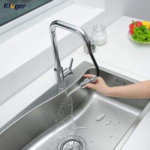 Vòi rửa bát dây rút thế hệ mới Kluger LEO Series KLF0011C Xoay 360 độ, điều chỉnh nóng/lạnh 13 Hình ảnh vòi rửa bát nóng lạnh Kluger KLF0011C có dây rút