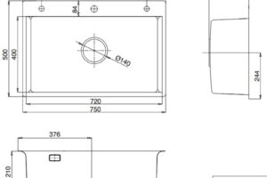 Kích thước chậu rửa bát 1 hố Kluger KF8121B-S75