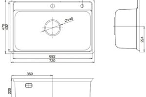 Kích thước chậu rửa bát 1 hố Kluger KW8101FS-S72