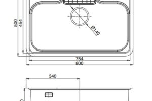 Kích thước chậu rửa bát 1 hố Kluger KW8151FB-S80