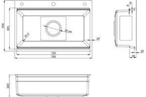 Kích thước chậu rửa bát 1 hố Kluger KWF8161FB-S76