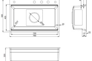 Kích thước chậu rửa bát 1 hố Kluger KWF8161FB-S76W Plus