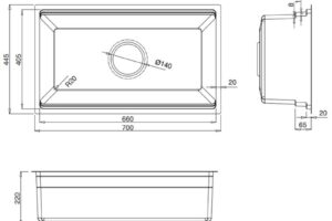 Kích thước chậu rửa bát 1 hố Kluger KWU8161FB-S70