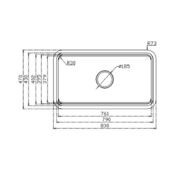 Kích thước chậu rửa bát inox 1 hố Konox KN8347SU Dekor