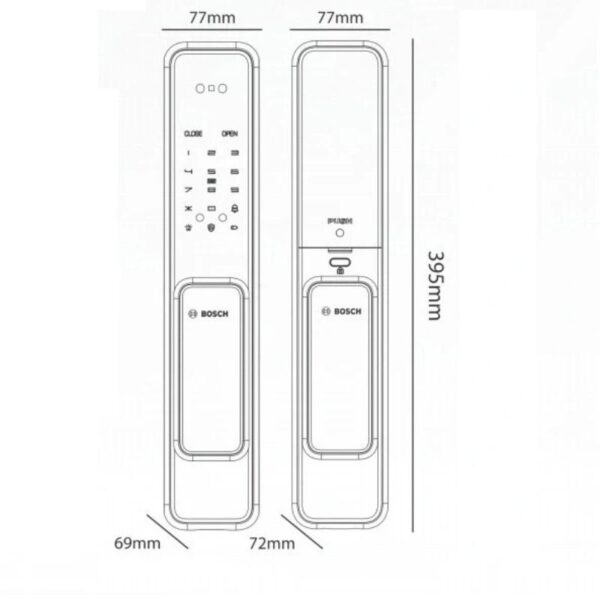 Kích thước khóa cửa thông minh Bosch EL600VF EU Gray