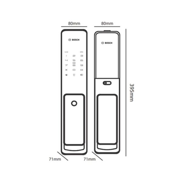 Kích thước khóa cửa thông minh Bosch FU750 EU Gray